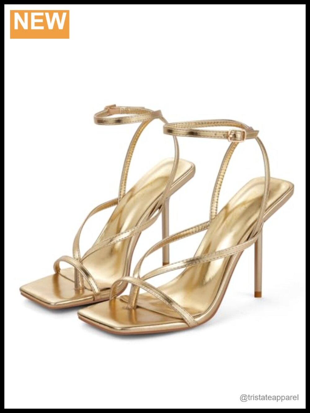 Strappy Faux Leather Square Toe Stiletto Heel Sandals Dress Shoes